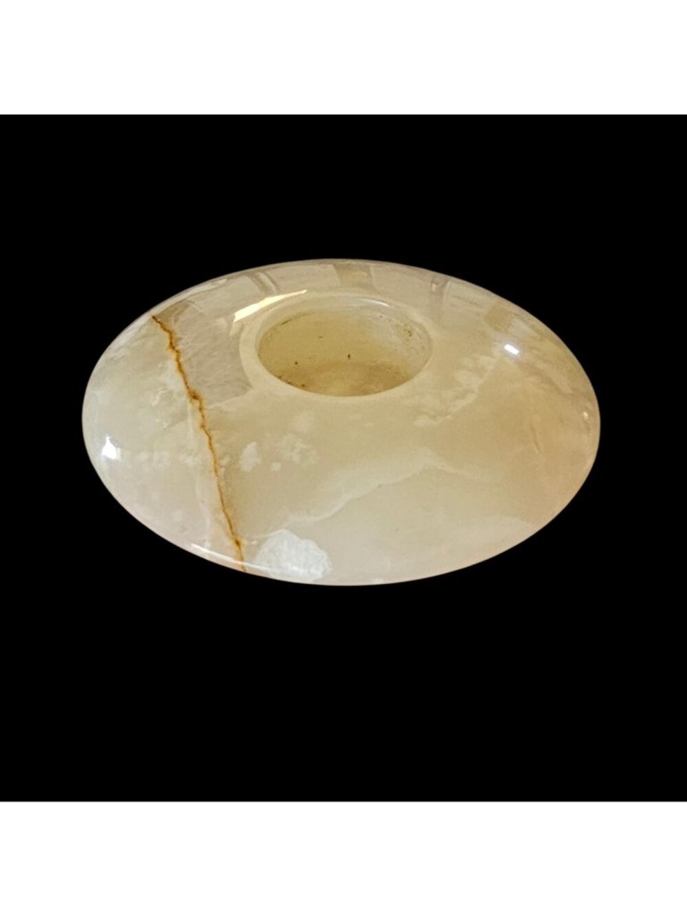 Marble Onyx Tea Candle Holder Marble Round 5" Cream/Brown Disc Polished